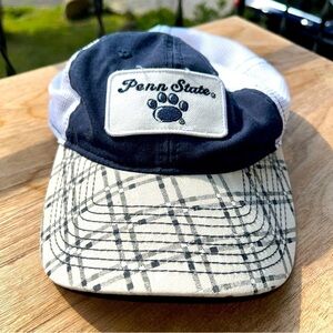 Penn State NCAA Adjustable White/Blue Plaid Hat Mesh Cap